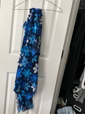 Macy’s Blue Boho 70’s Floral Long Scarf